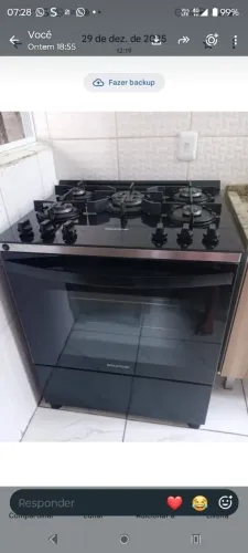 Fogão 5 bocas Brastemp tampo de vidro
