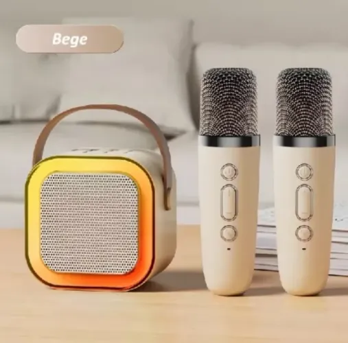 caixa de som Karaoke Com 2 Microfones Promoção