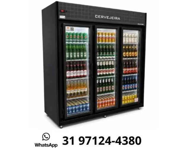 Cervejeira 3 Portas de Vidro Polo Frio 220V com LED