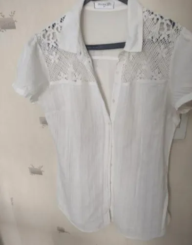 MOONCITY camisa algodão com GUIPIER