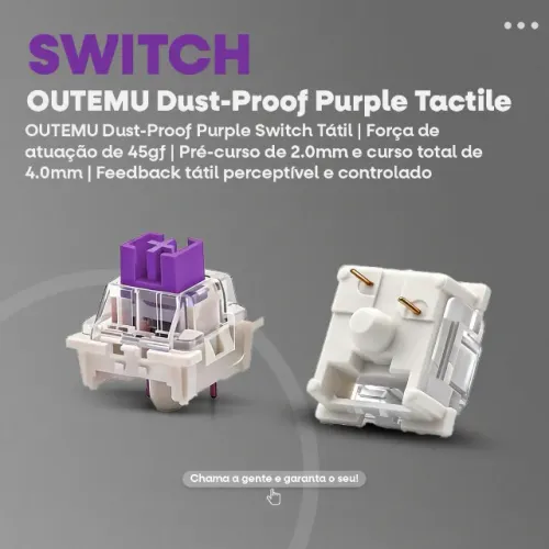 Switch OUTEMU Dust-Proof Roxo Tátil | 70pcs | 3 Pinos | feedback Tátil -Entrega Grátis-