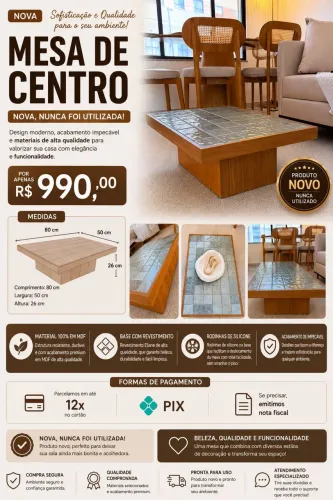 Mesa de centro Artesanal de extrema qualidade. APENAS 3 disponíveis.