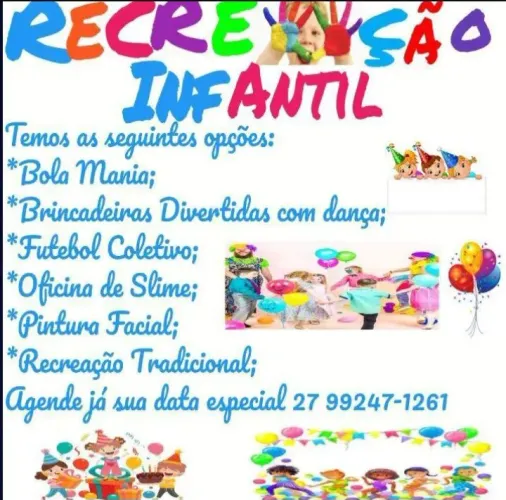 Recreação Infantil para Festa do seu Filho (a)