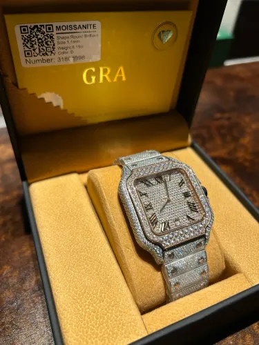 Relógio cravejado diamante Moissanite vvs1