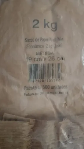 Sacos de Papel Kraft Mix Econômico 2 kl Liso)<br><br>MEDIDA<br><br>19 cm x 26 cm