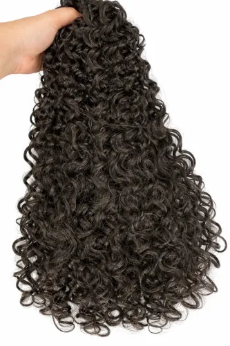 Rabo de Cavalo Cacheado Preto Fibra Orgânica Novo - Volume Natural