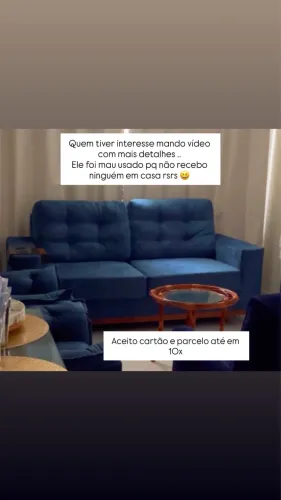 Sofá Retrô de 4 lugares azul