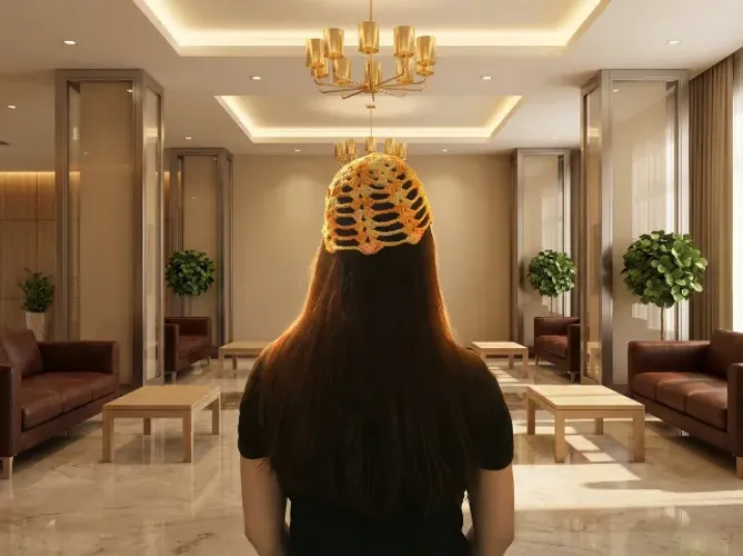 Headpiece / Touca de Crochê Laranja Mesclado Divertida