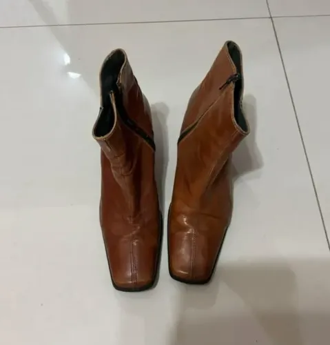 Bota Elastomere Original 37 Laranja Abóbora Salto Alto Conforto