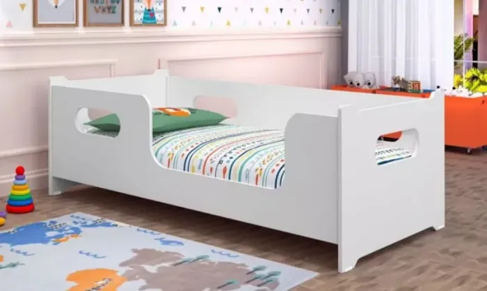 Cama Infantil Montessoriana Com Colchão Incluso Caminha Cercado