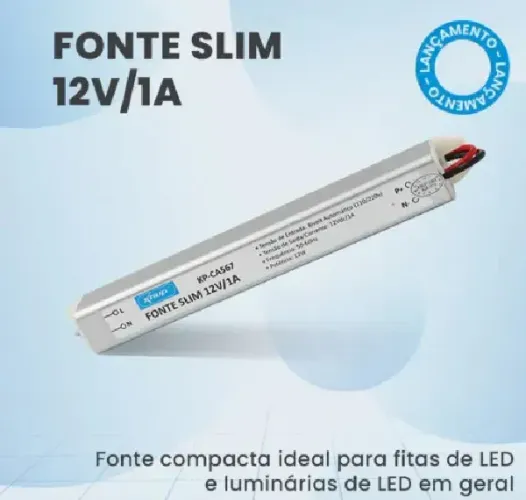 Fonte De Alimentação Slim 12v 1a Multiuso Bivolt Kp-ca 567