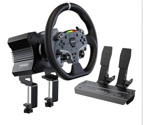 MOZA R5 Bundle - Volante + Pedais - Novo e Lacrado