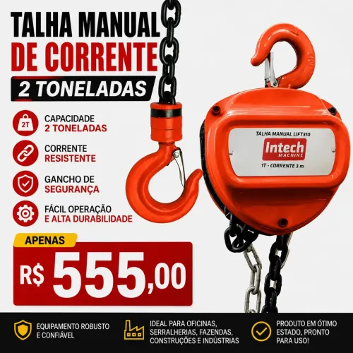 Talha Manual de Corrente 2 Toneladas