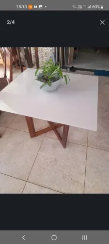 Mesa madeira de lei c/porcelanato c/entrega