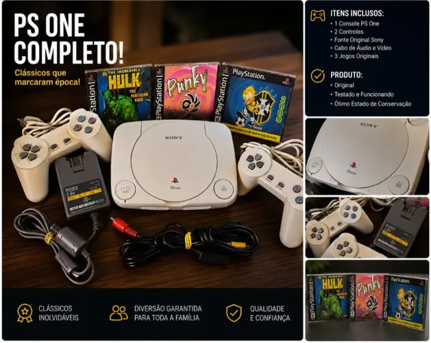 PS One com 2 controles e Alguns Jogos