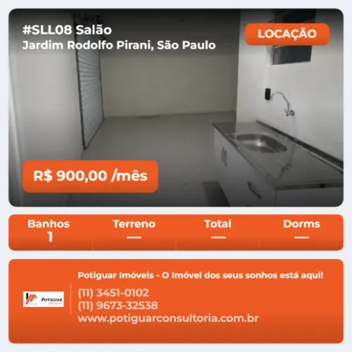SLL08 - Salão Comercial para Locação no Jardim Rodolfo Pirani - São Paulo/SP