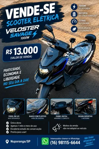 Scooter Elétrica Veloster Savage 1000W