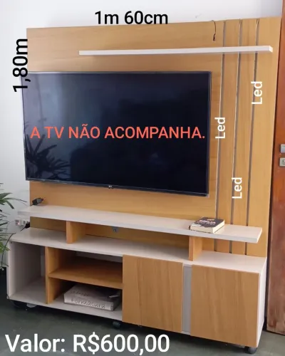 Rack com Painel + suporte para TV + Iluminação Led