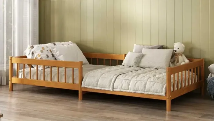 Cama Montessori Reforçada Infantil 90x190cm Madeira Com Estrado Cor Mel Dudy - IDIMEX