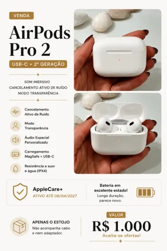 AirPods Pro 2ª Geração Original USB-C | AppleCare+ até 2027