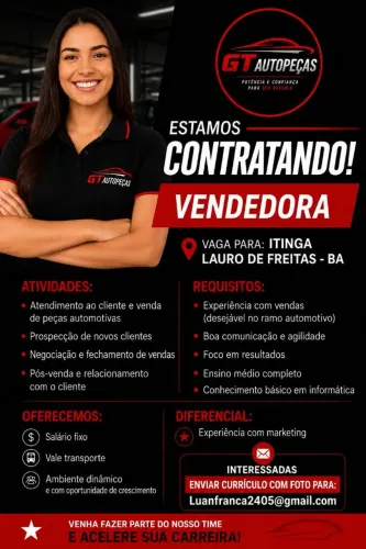 Gt auto peças vaga para ajudante de mecânico para fazer serviço