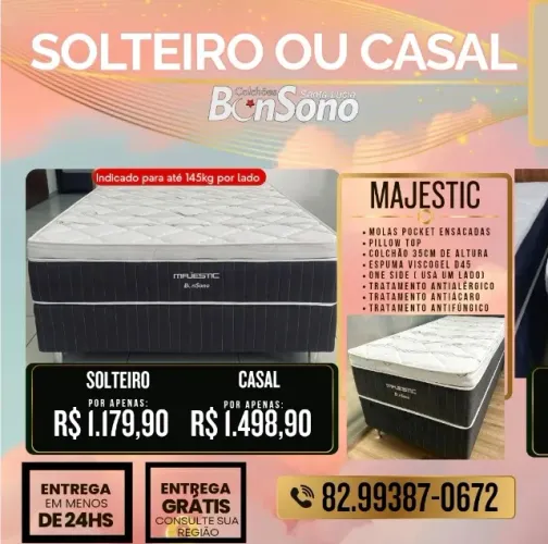 Conjunto casal ou solteiro molas pocket D45 Bonsono base e colchao pronta entrega