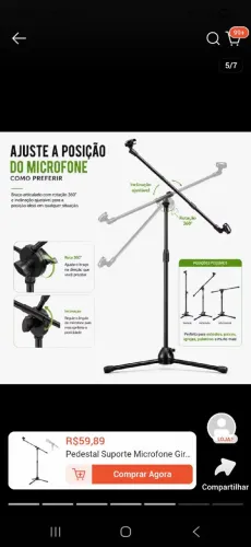 Pedestal para microfone profissional