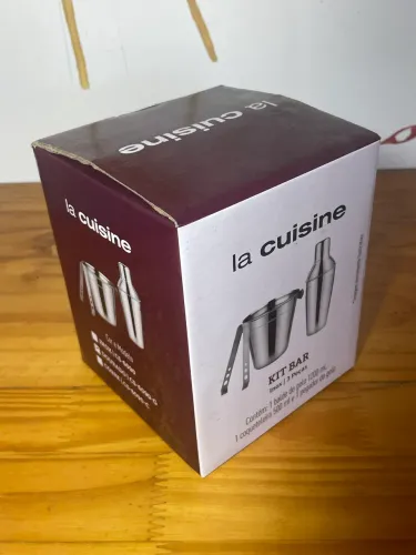 Kit coqueteleira inox 3 peças 