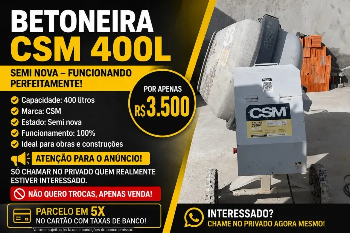 Betoneira 400l CSM semi nova