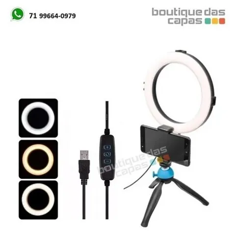 Ring light portatil 6 polegadas com tripe mesa durawell BJ-16D