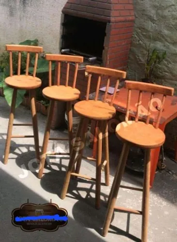 Banqueta com encosto - 70cm - Carvalho