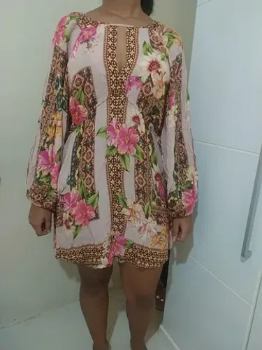 Vestido bata rosa florido Farm
