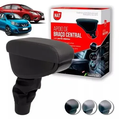 Apoio de Braço Nissan March 2012 à 2019 - Preto C/ Linha Preta - N500709