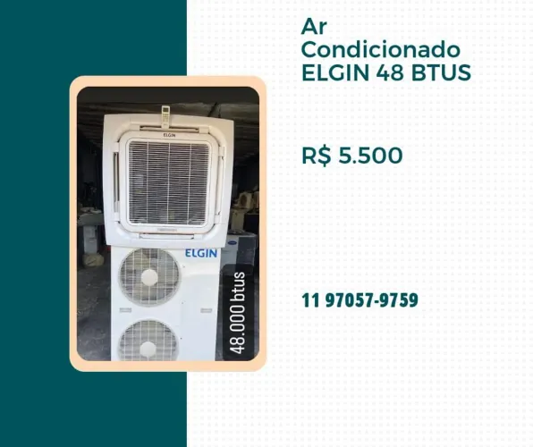 Cassete elgin ar condicionado 48.000 btus usada com garantia