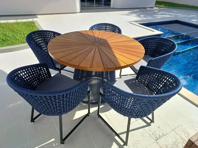 SUPER PROMOÇÃO! Jogo de mesa, jogo de sofá e espreguiçadeira na corda náutica 