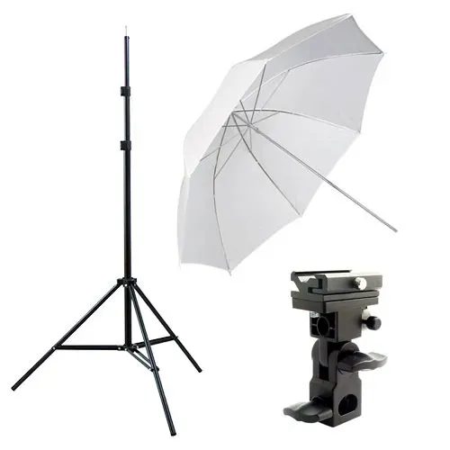 Kit Estudio KF1A : Tripé Iluminação + Sombrinha + Suporte P/ Flash