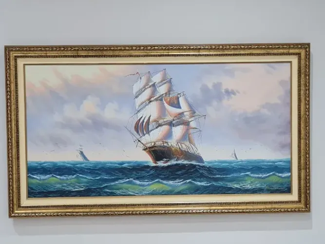 Quadro com Pintura a Óleo com Moldura Dupla Clássica