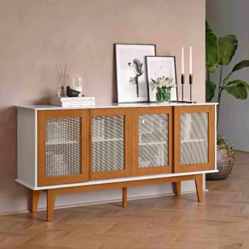 Buffet Detroit 4P Branco.Nature Tebarrot Frete Grátis até 12 x
