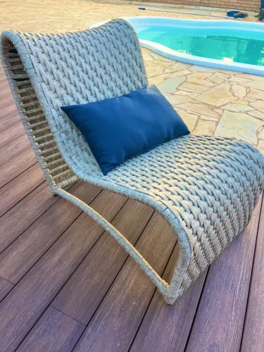 Poltrona jardim espreguiçadeira alumínio corda nautica