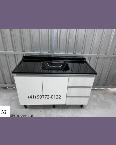 Cuba com armário e pia de marmorite