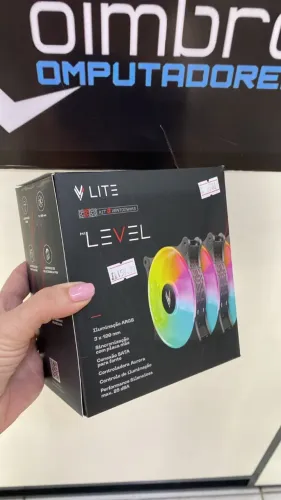 Kit Com 3 Fans Hilevel LITE ARGB, Com controlador, 120mm Preto- Loja Coimbra Instalamos