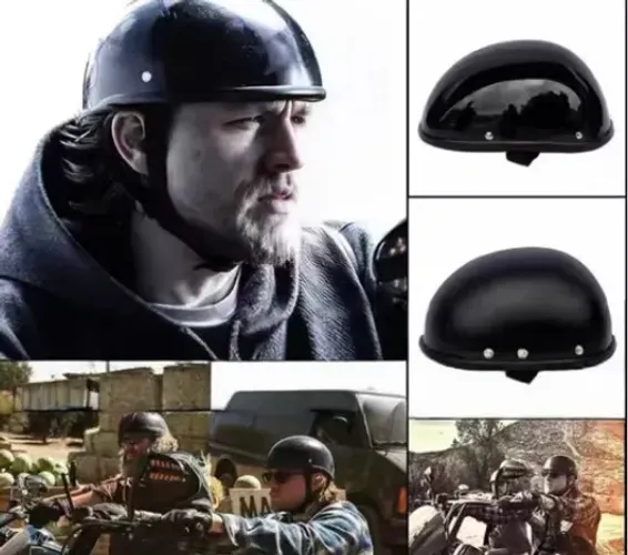 Capacete de Meia Face Harley Vintage Motocicleta Retro Racer Scooter Preto