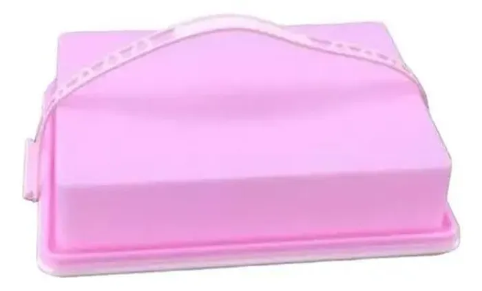 Tupperware Big Cake rosa retangular 