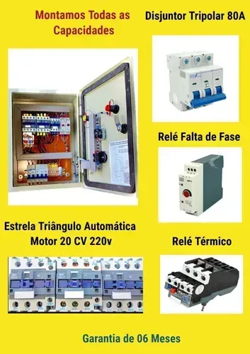 Painel para Compressor chave Estrela Triangulo Automática 20 Cv 220v 