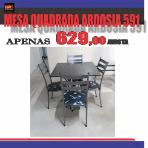 MESA QUADRADA 4 CADEIRAS ARDOSIA