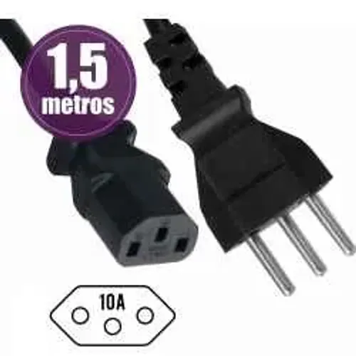 Cabo de Força PC Atacado 100 Peças 1.5m 10A