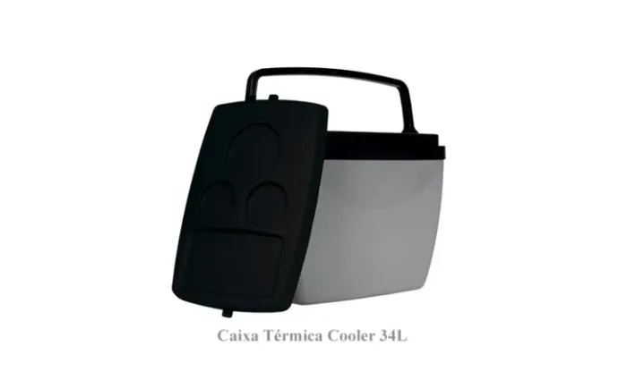 Caixa Térmica Cooler Mor, Alça Para Transporte, Cinza/Preto 34L