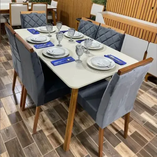 Mesa de jantar Merlim com 6 cadeiras 160x90