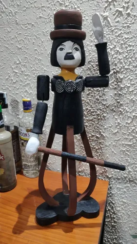 Charles Chaplin Esculpido Madeira Articulado