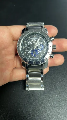 Relógio Bgari Skeleton Masculino Pulseira Aço Inoxidável Prateado Prateado Preto